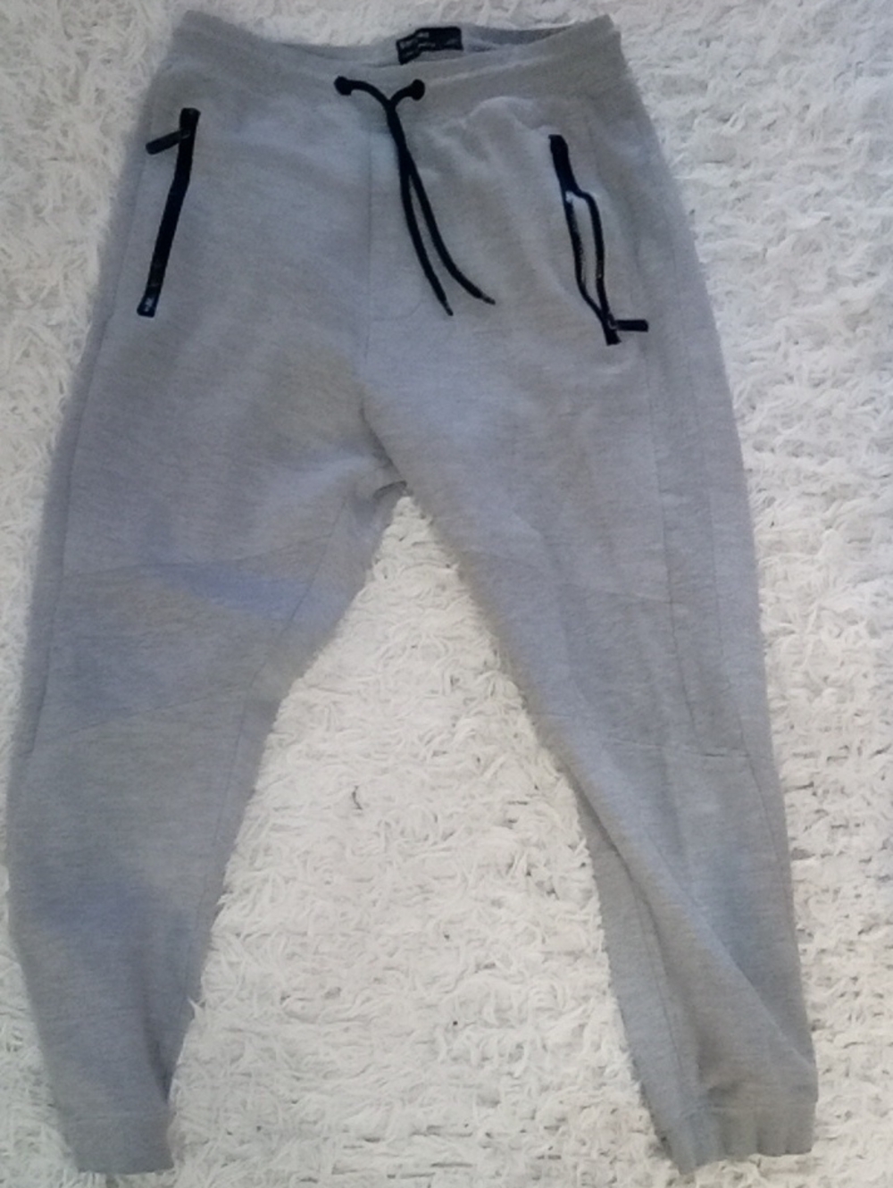 Bershka Light Gray Jogger Sweatpants with Black Trim